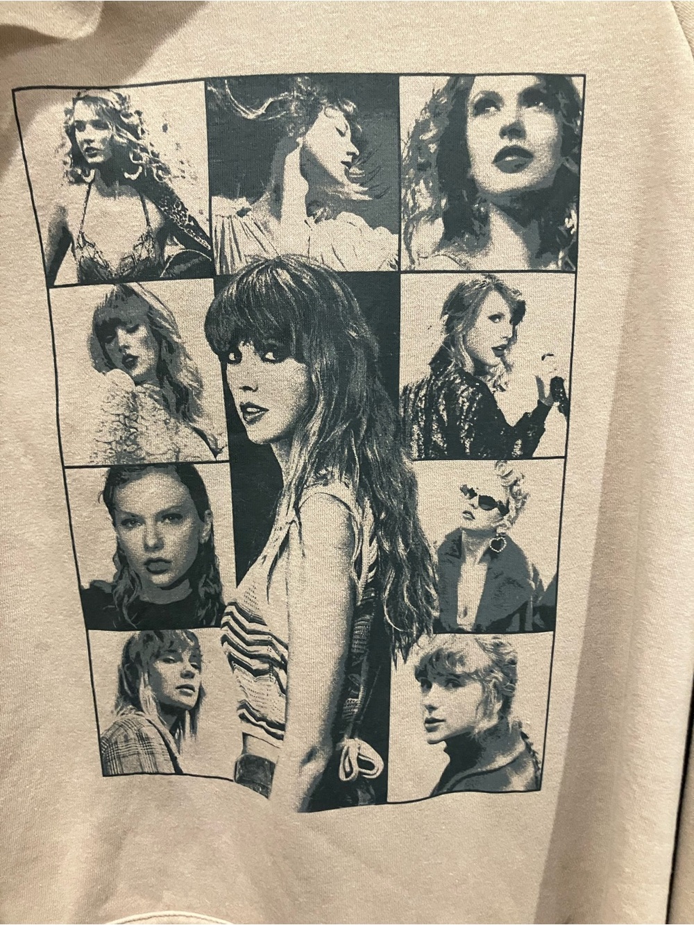 Taylor Swift Eras Tour Collage Graphic Sweatshirt - Cream and Black